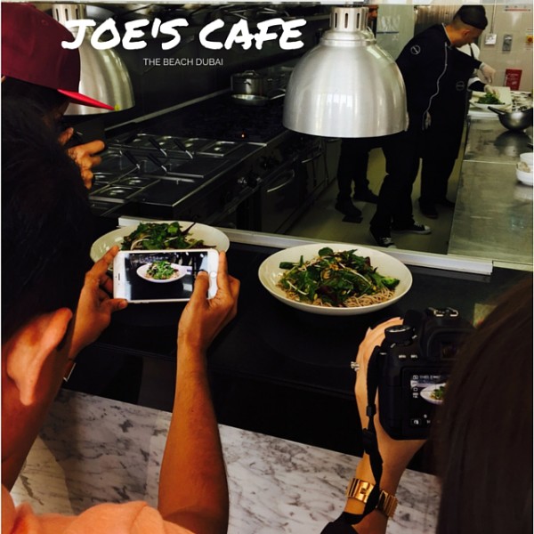 Food shooters in action at Joe's Cafe Dubai Marina